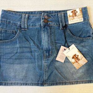 Sincerely Jules Denim Mini Skirt Front Pockets Size 5 Juniors waist 26 NWT